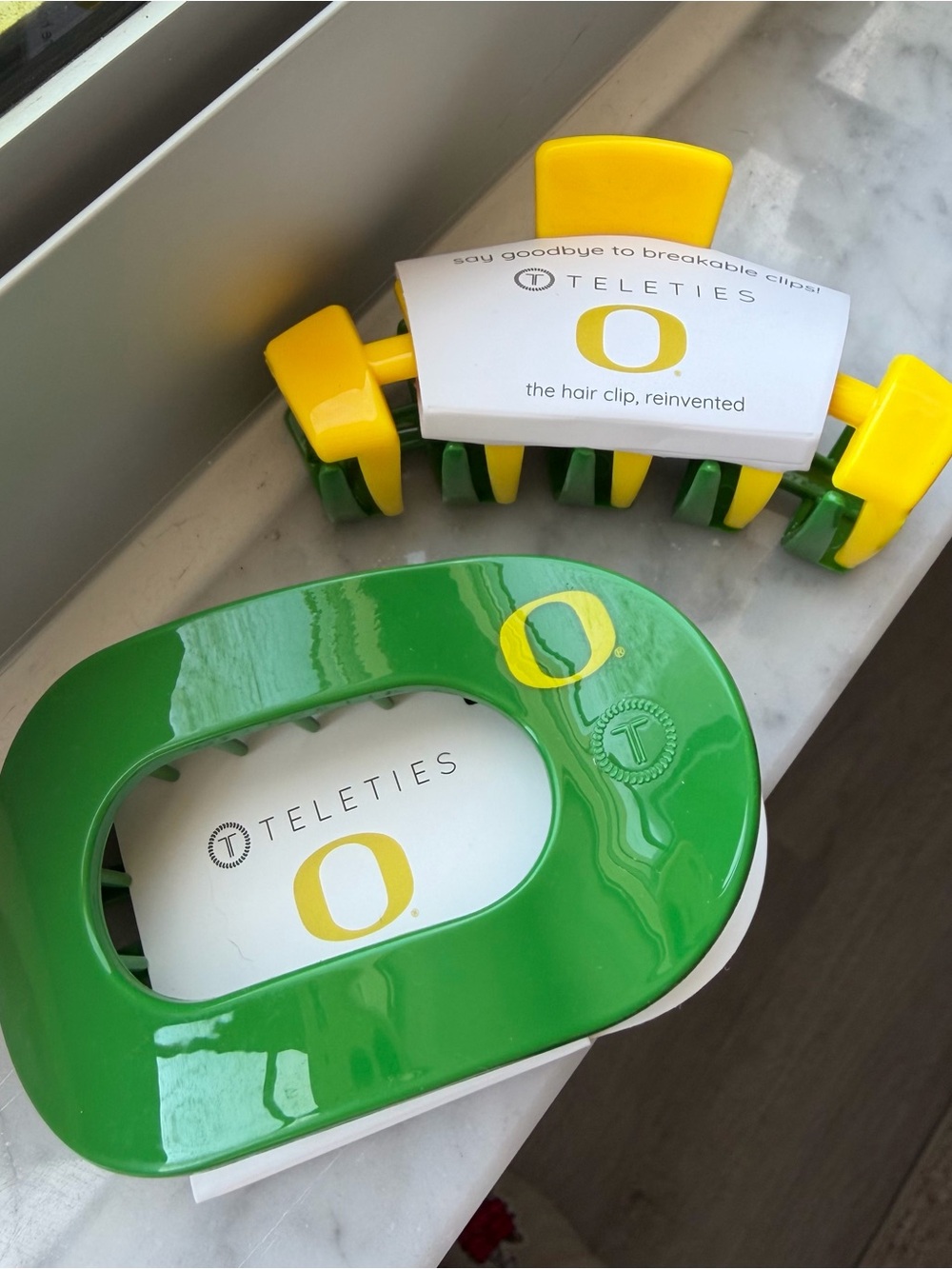 teleties green and yellow university of oregon hair clips